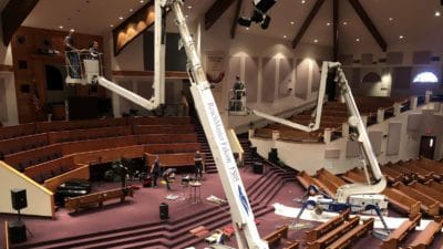 How a Compact Aerial Lift Can Help with Sanctuary Lighting Projects